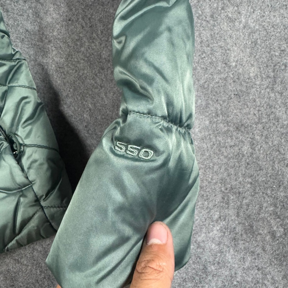 The North Face Puffer Jacket Womens S Green 550 Down Quilted Full Zip Coat FLAW* - Picture 3 of 12